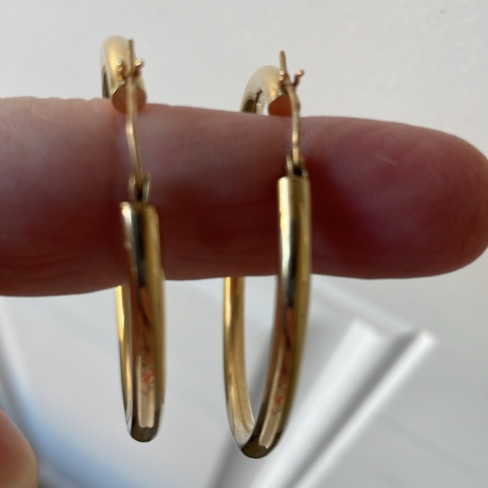 14K Yellow Gold Big Classic Hoop Earrings⭐️ - Picture 11 of 13